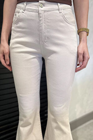 İspanyol Paça Likralı Kadın Gabardin Pantolon