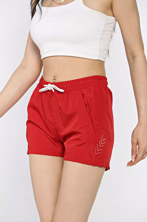 Kadın Baskılı Cepli Deniz Şortu