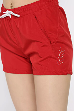 Kadın Baskılı Cepli Deniz Şortu