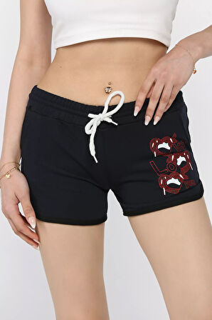 Baskılı Kadın Mini Şort