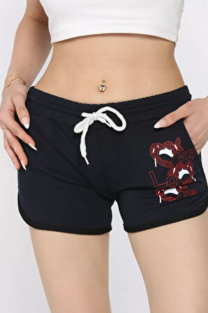 Baskılı Kadın Mini Şort