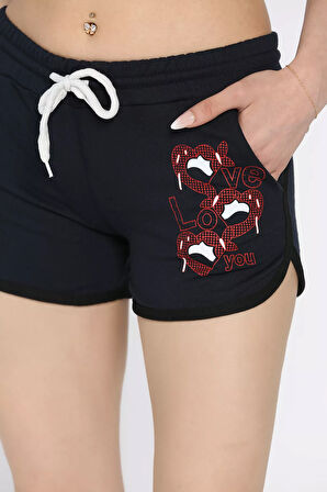 Baskılı Kadın Mini Şort
