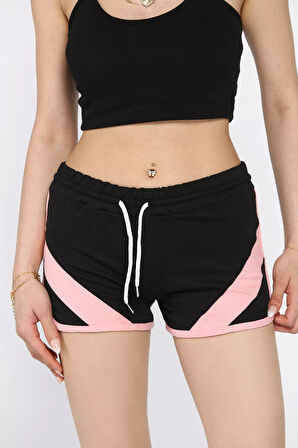 Biyeli Kadın Baskılı Mini Şort