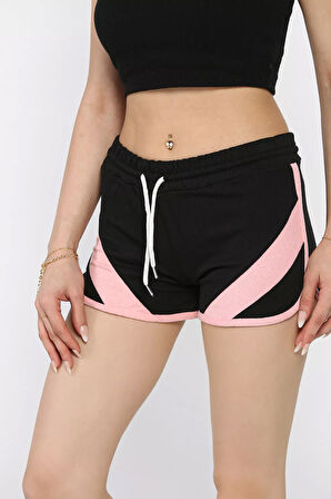 Biyeli Kadın Baskılı Mini Şort