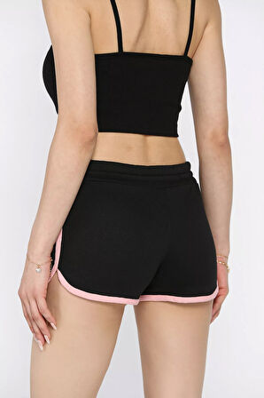 Biyeli Kadın Baskılı Mini Şort