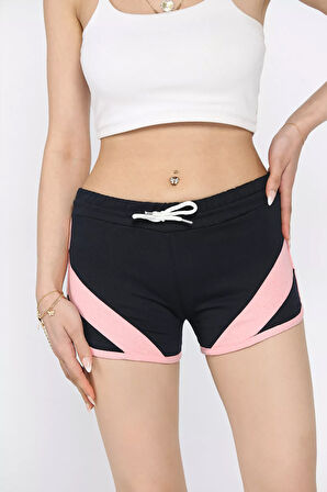 Biyeli Kadın Baskılı Mini Şort