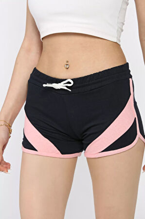 Biyeli Kadın Baskılı Mini Şort