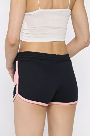 Biyeli Kadın Baskılı Mini Şort