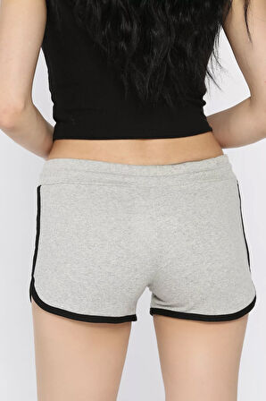 Biyeli Kadın Baskılı Mini Şort