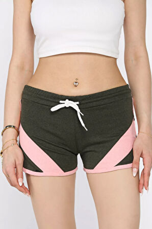 Biyeli Kadın Baskılı Mini Şort