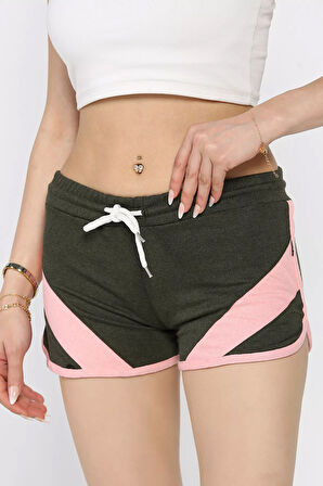 Biyeli Kadın Baskılı Mini Şort