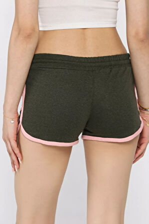 Biyeli Kadın Baskılı Mini Şort