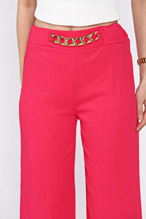 Kadın Bel Lastikli Zincir Aksesuarlı Pantolon