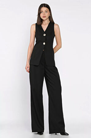 Çift Düğmeli Yelek Pantolon İkili Takım