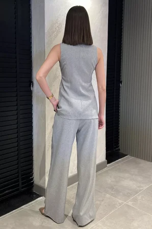 Çift Düğmeli Yelek Pantolon İkili Takım