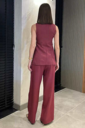 Çift Düğmeli Yelek Pantolon İkili Takım