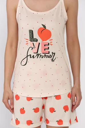 Kadın Baskılı Şortlu Pijama Takımı