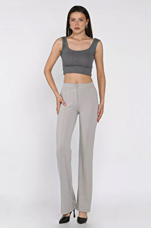 Kadın Çimalı Bol Paça Pantolon