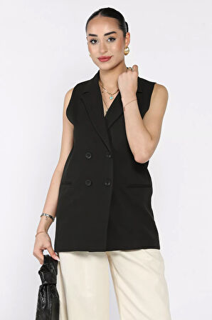 Kruvaze Yaka Astarlı Kadın Yelek