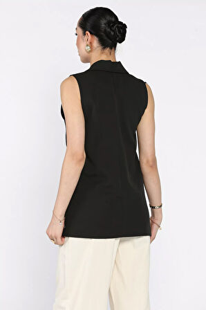 Kruvaze Yaka Astarlı Kadın Yelek