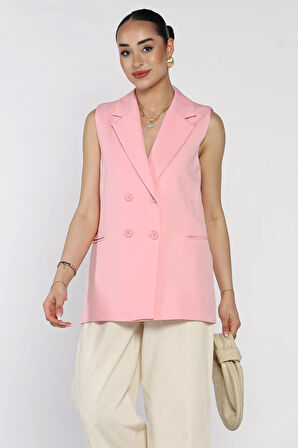 Kruvaze Yaka Astarlı Kadın Yelek