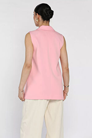 Kruvaze Yaka Astarlı Kadın Yelek