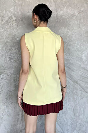 Kruvaze Yaka Astarlı Kadın Yelek