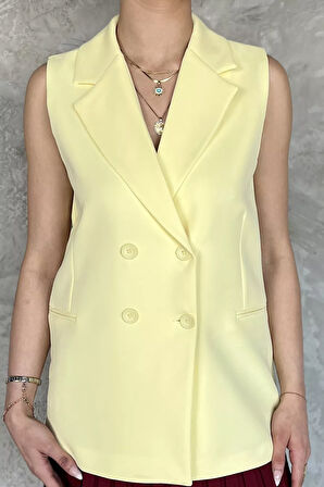 Kruvaze Yaka Astarlı Kadın Yelek