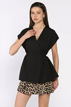 Kadın Astarlı Keten Yelek