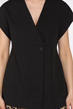 Kadın Astarlı Keten Yelek