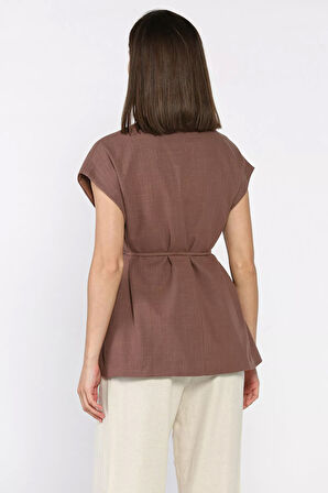 Kadın Astarlı Keten Yelek