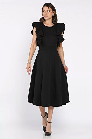 Fırfırlı Sıfır Kol Kiloş Elbise