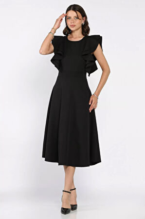Fırfırlı Sıfır Kol Kiloş Elbise
