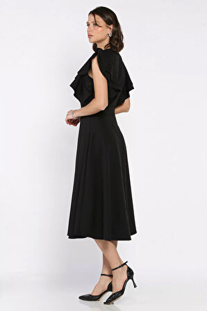 Fırfırlı Sıfır Kol Kiloş Elbise