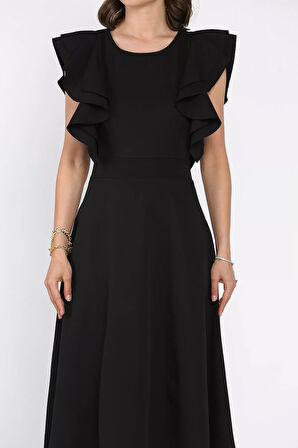 Fırfırlı Sıfır Kol Kiloş Elbise