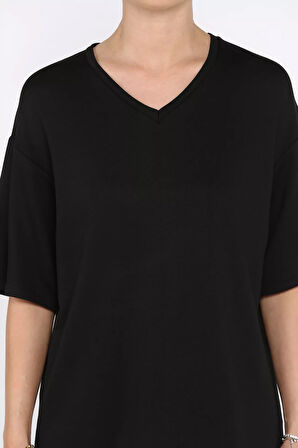 Kadın V Yaka Basic Tişört