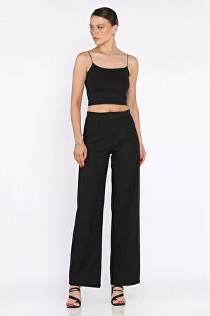 Kadın Bel Lastikli Cırtlı Palazzo Pantolon