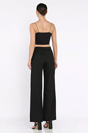 Kadın Bel Lastikli Cırtlı Palazzo Pantolon