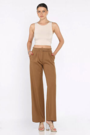 Kadın Bel Lastikli Cırtlı Palazzo Pantolon