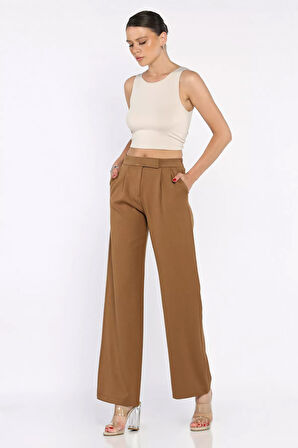 Kadın Bel Lastikli Cırtlı Palazzo Pantolon