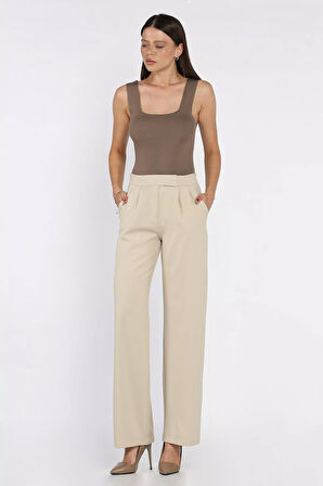 Kadın Bel Lastikli Cırtlı Palazzo Pantolon