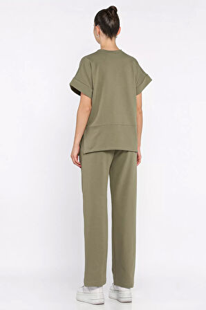 Kadın Büyük Beden Armalı Tişört Pantolon İkili Takım