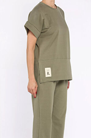 Kadın Büyük Beden Armalı Tişört Pantolon İkili Takım