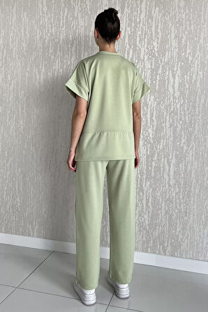 Kadın Büyük Beden Armalı Tişört Pantolon İkili Takım