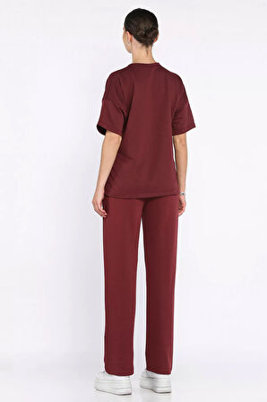 Kadın Nakış Detaylı Tişört Pantolon İkili Takım