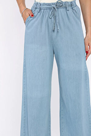 Bol Paça Bel Bağlamalı Kadın Pantolon