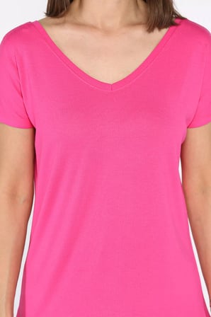 Ön Arka V Yaka Kadın T-shirt