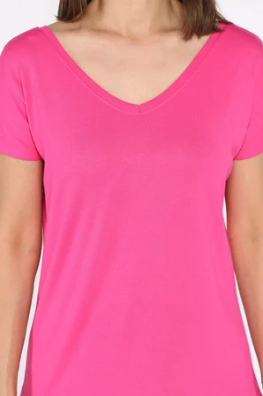 Ön Arka V Yaka Kadın T-shirt