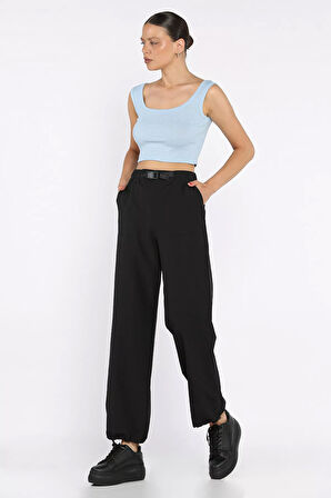 Bel Ve Paça Lastikli Kadın Paraşüt Pantolon