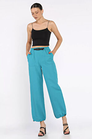 Bel Ve Paça Lastikli Kadın Paraşüt Pantolon